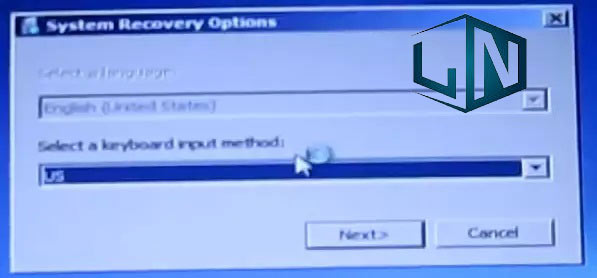 Cửa sổ System Recovery Options