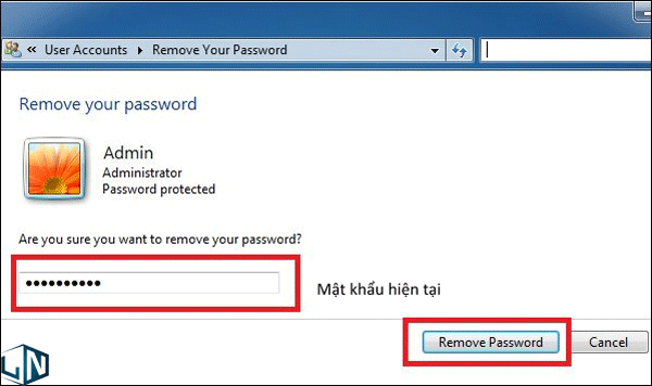 Chọn Remove your password