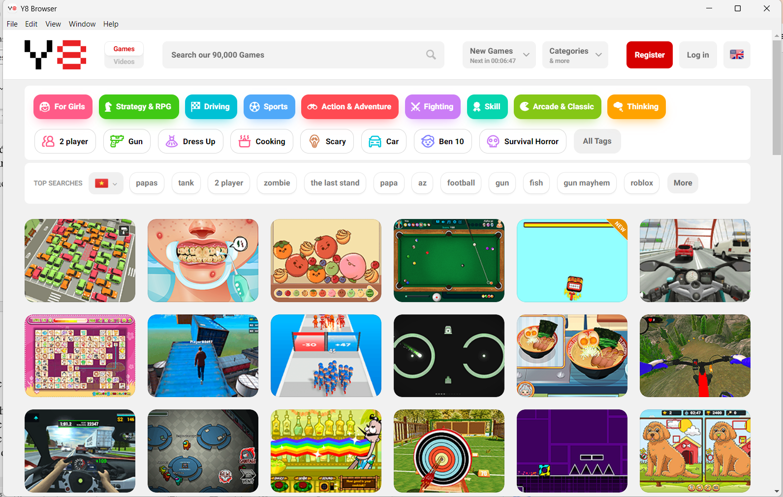 Giao diện sau khi hoàn tất cài đặt Y8 Browser Giao diện sau khi hoàn tất cài đặt Y8 Browser