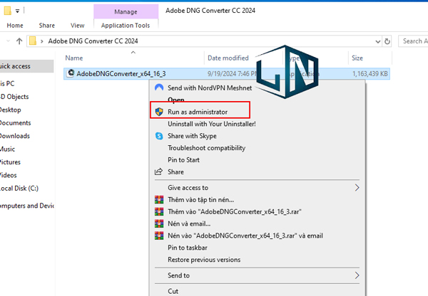Chạy file cài đặt bằng quyền admin Chạy file cài đặt bằng quyền admin