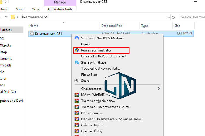 Chạy file cài đặt bằng quyền admin Chạy file cài đặt bằng quyền admin