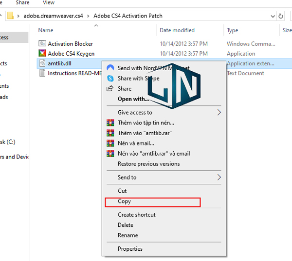 Copy file amtlib trong thư mục Activation Patch Copy file amtlib trong thư mục Activation Patch