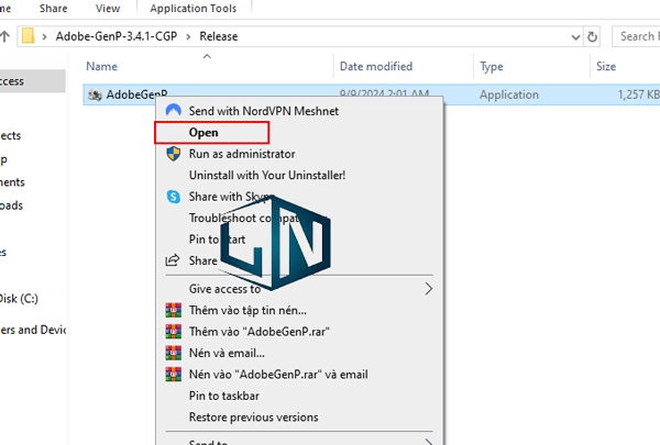 Click chuột phải chọn Open Click chuột phải chọn Open