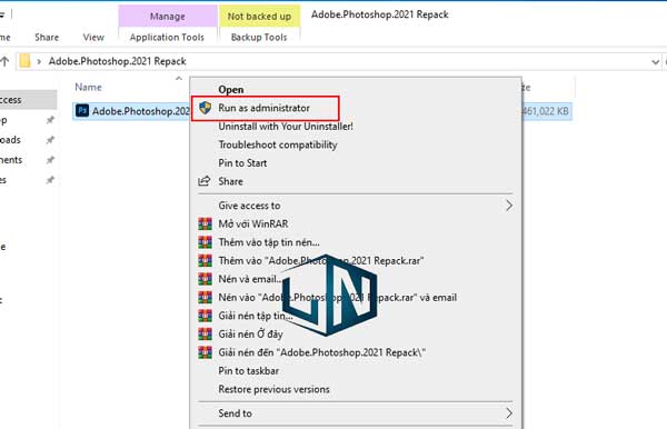 Chạy file cài đặt bằng quyền admin Chạy file cài đặt bằng quyền admin