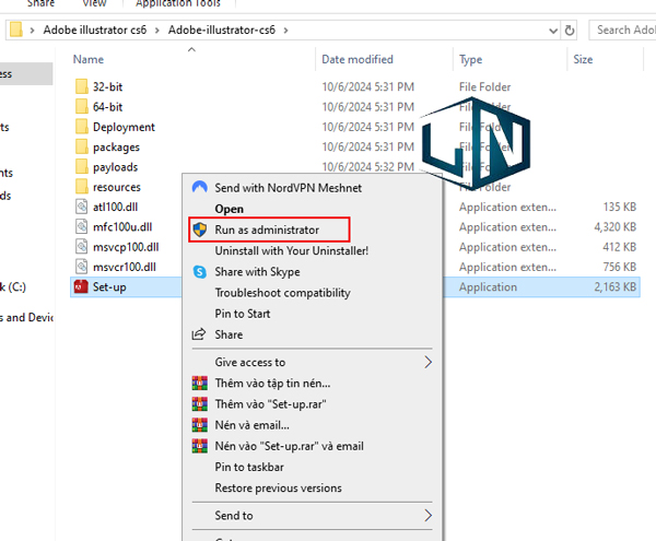 Chạy file cài đặt bằng quyền admin Chạy file cài đặt bằng quyền admin